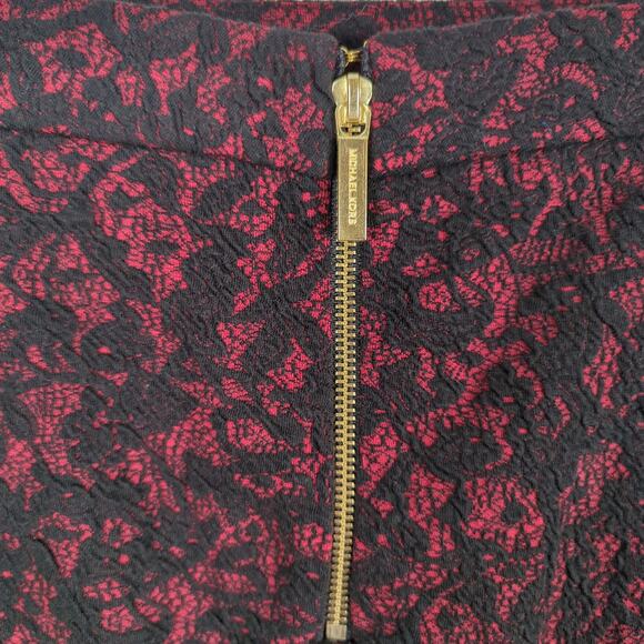 MICHAEL Michael Kors Red and Black Textured Lace‎ Print Mini Skirt Size Large - Picture 5 of 7